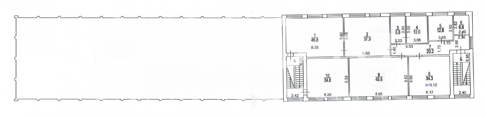 Планировка офиса 1000 м², 1 этаж, Административное здание «Высоковольтный пр-д, 1, стр. 24»